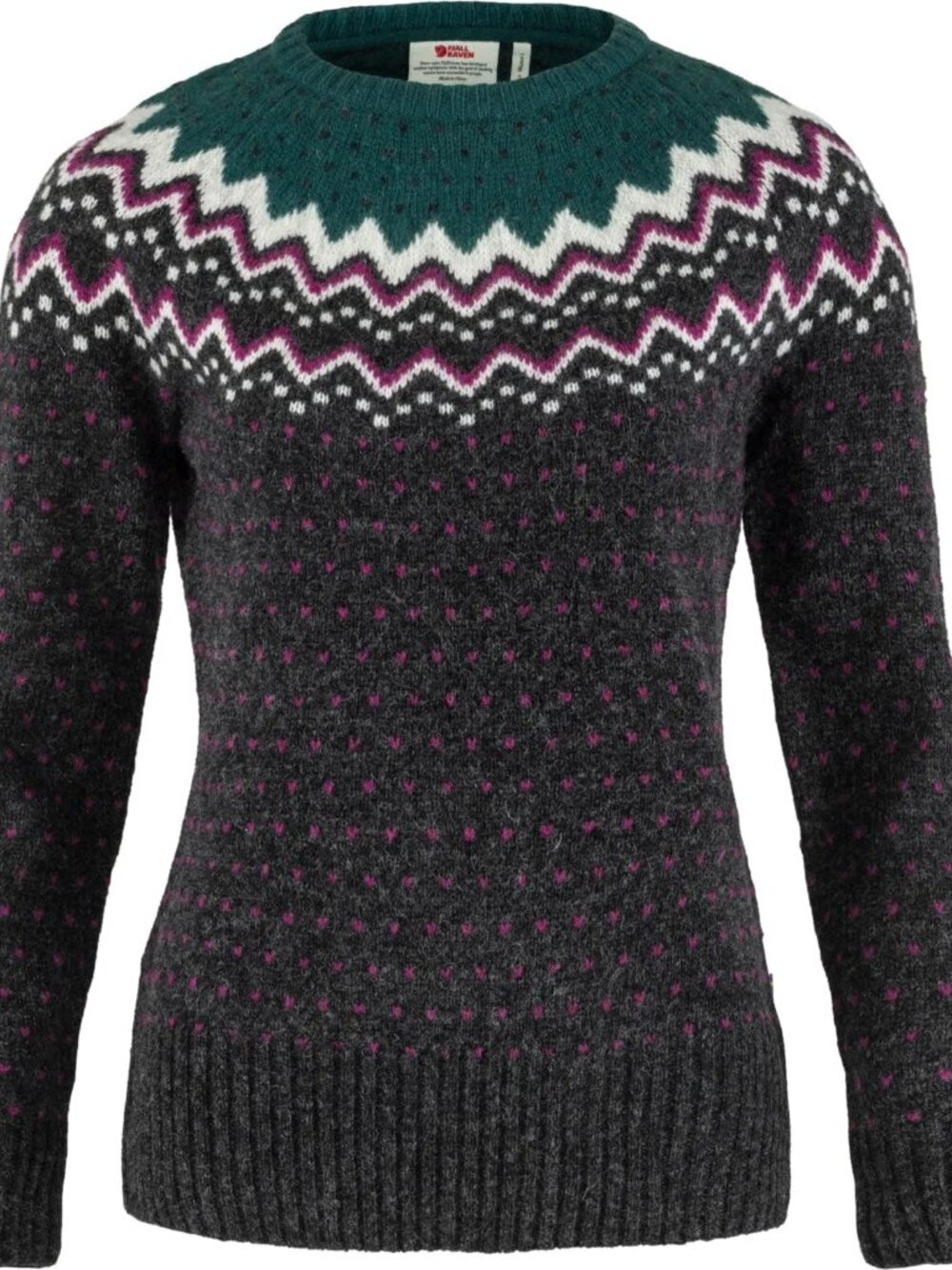 FjallRaven Ovik Arctic Green Gray Jacquard-Knit 100% Wool Sweater Women’s XS